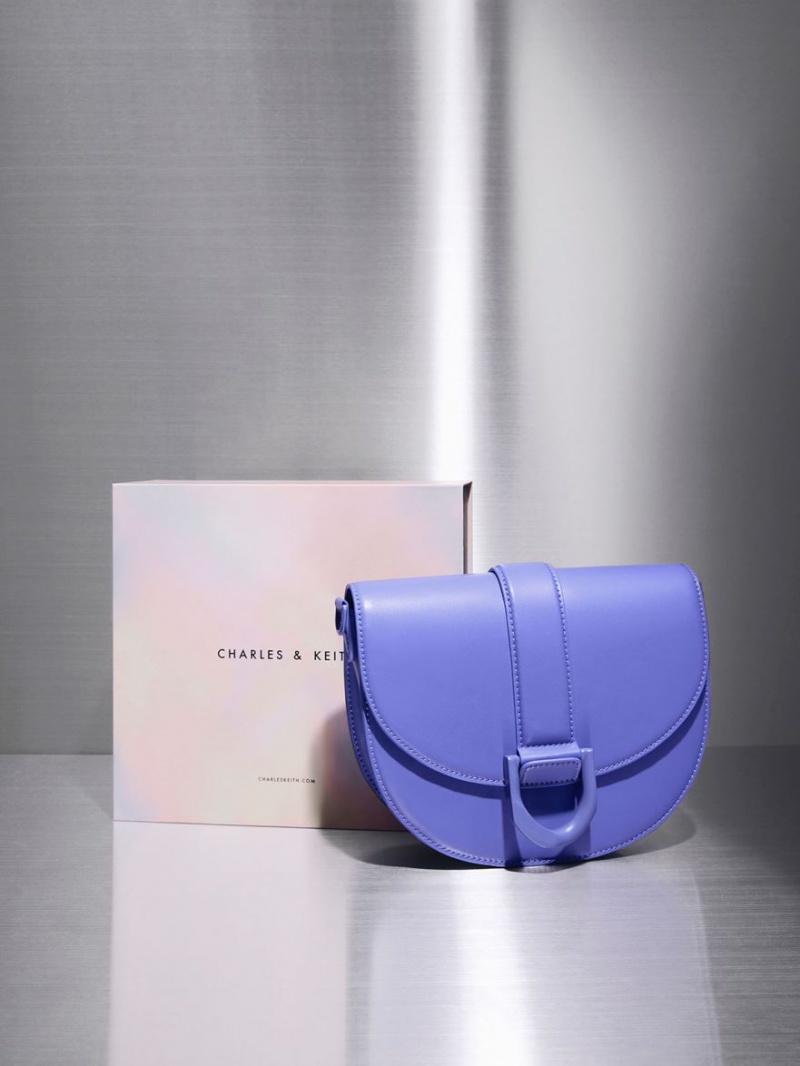 Charles And Keith Gabine Saddle Bags Purple | PHILIPPINES D146