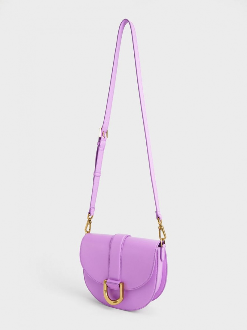 Charles And Keith Gabine Saddle Bags Purple | PHILIPPINES O289