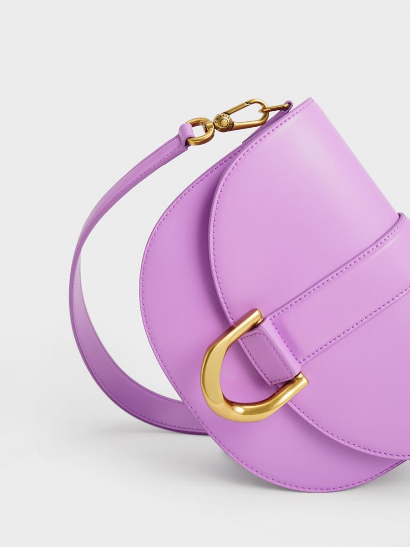 Charles And Keith Gabine Saddle Bags Purple | PHILIPPINES O289