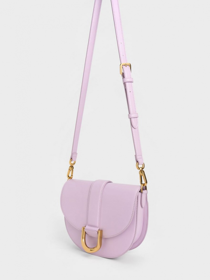 Charles And Keith Gabine Saddle Bags Purple | PHILIPPINES M980