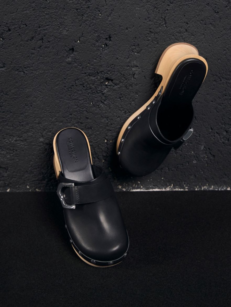 Charles And Keith Gabine Studded Leather Clogs Black | PHILIPPINES O318