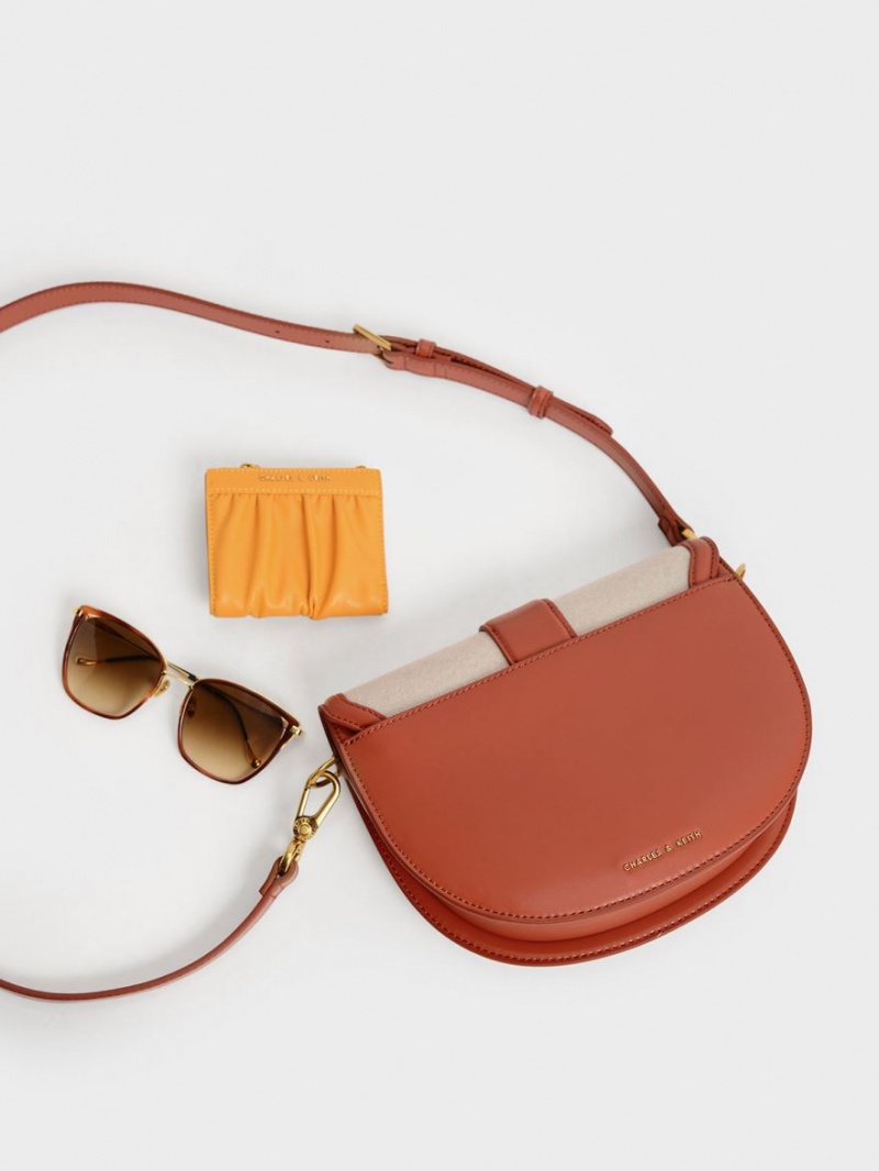 Charles And Keith Gabine Two-Tone​ Saddle Bags Brown | PHILIPPINES Y851