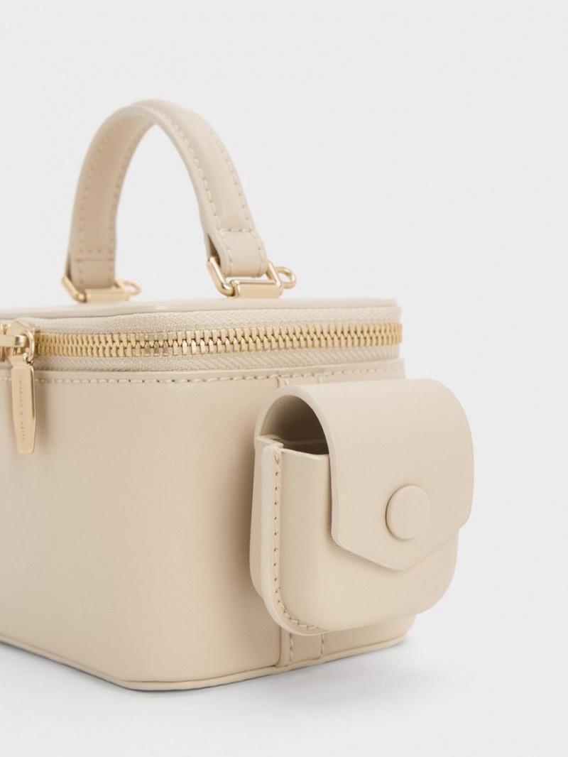 Charles And Keith Gaia Boxy Top Handbag Beige | PHILIPPINES O714