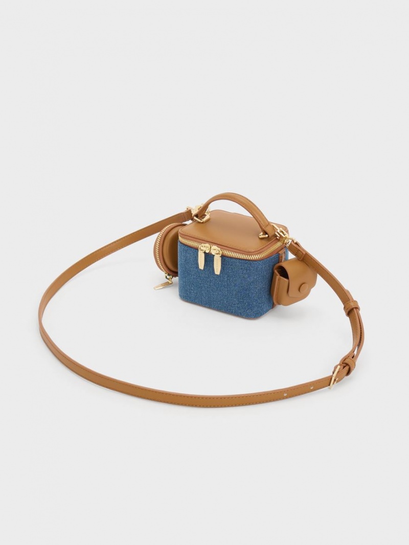 Charles And Keith Gaia Denim Boxy Top Handbag Blue | PHILIPPINES K870