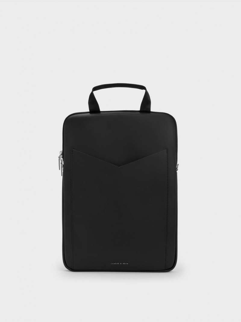 Charles And Keith Gaia Laptop Shoulder Bags Black | PHILIPPINES N304