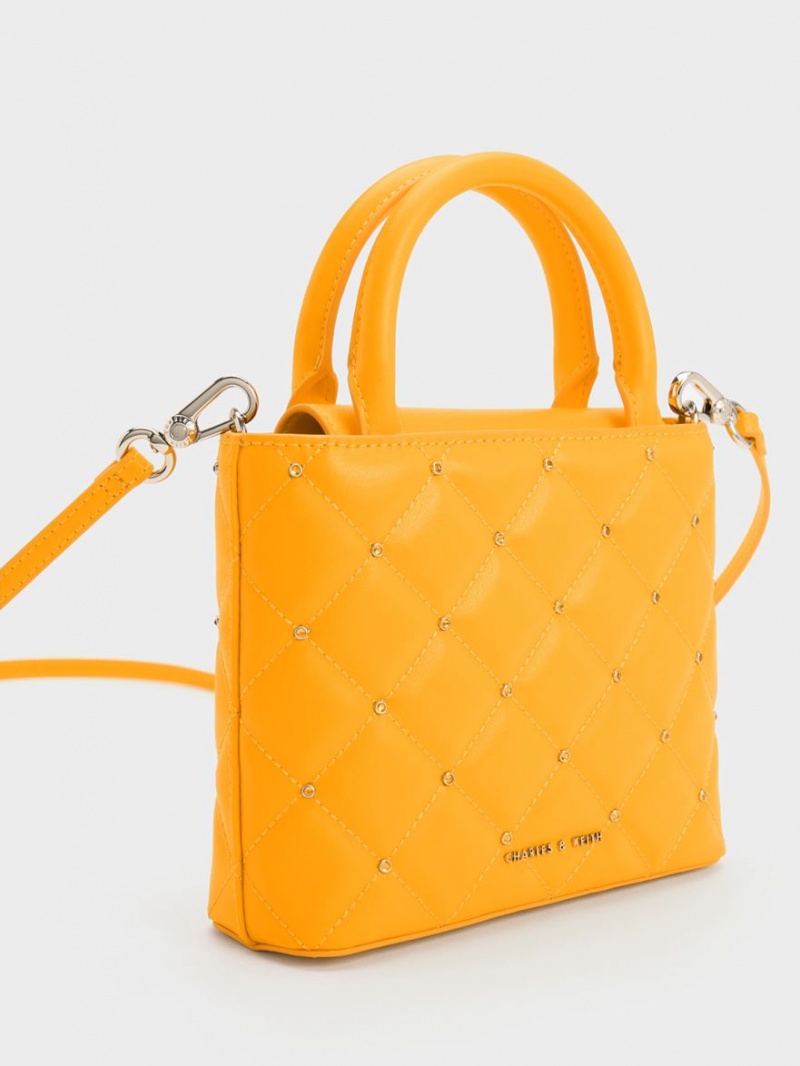 Charles And Keith Gem-Embellished Padded Tote Bags Orange | PHILIPPINES S456