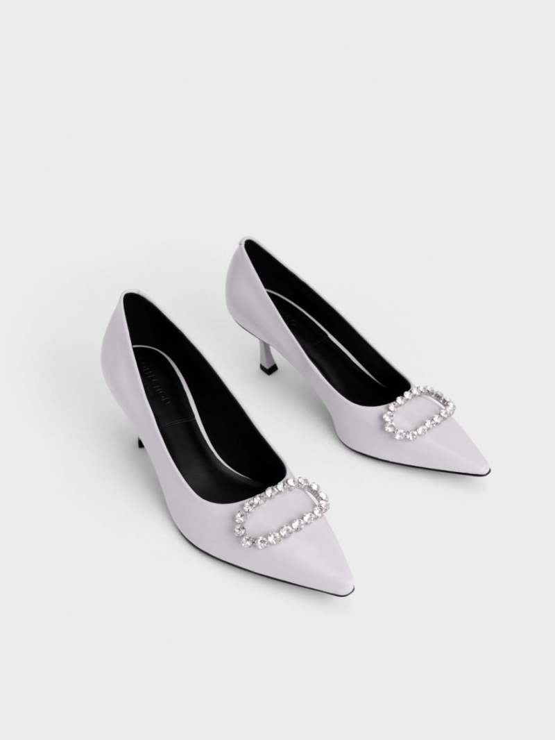 Charles And Keith Gem-Embellished Patent Leather Pumps Purple | PHILIPPINES R840