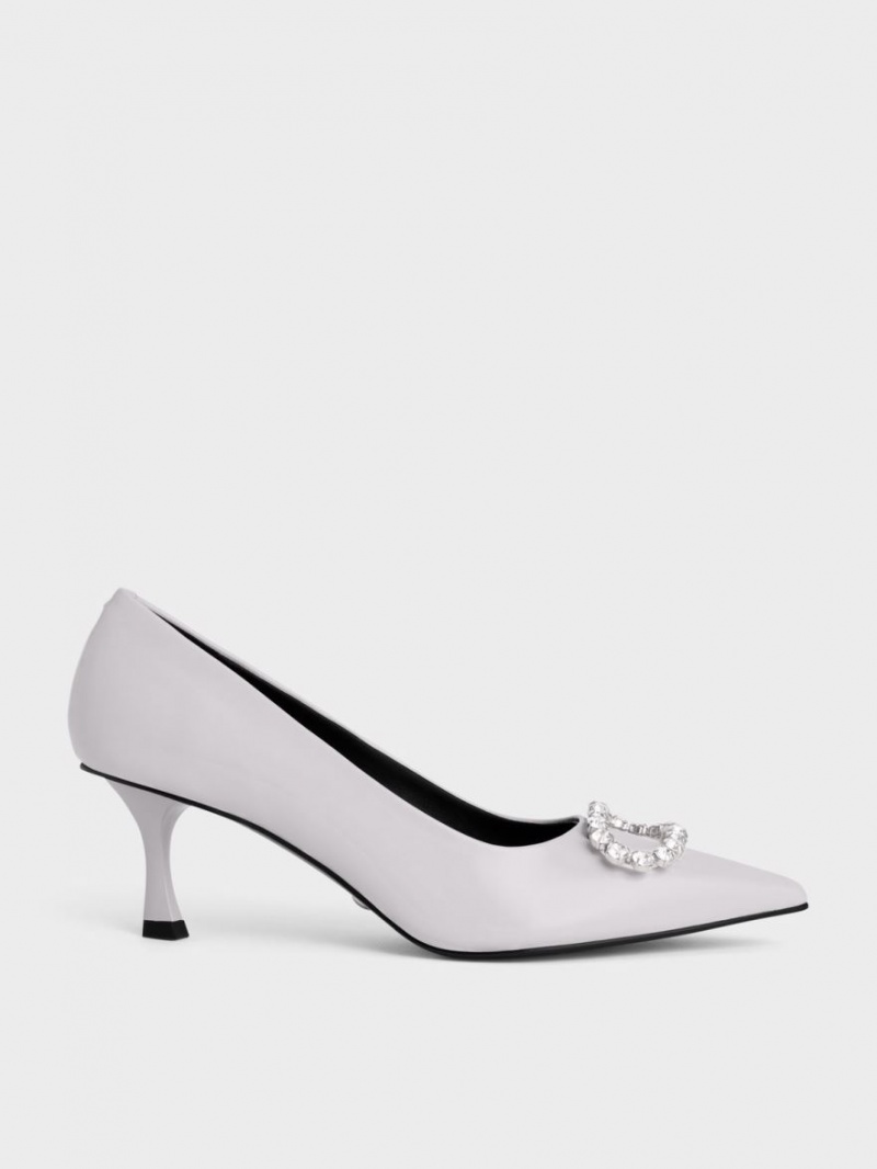 Charles And Keith Gem-Embellished Patent Leather Pumps Purple | PHILIPPINES R840