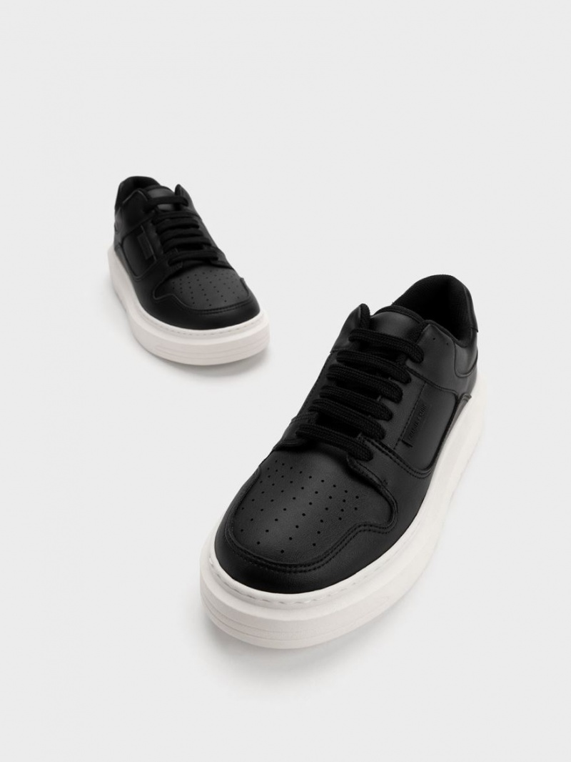 Charles And Keith Gem-Embellished Platform Sneakers Black | PHILIPPINES D408