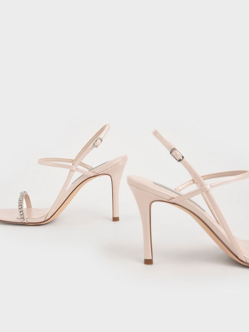 Charles And Keith Gem-Embellished Strap Sandals Beige | PHILIPPINES D139