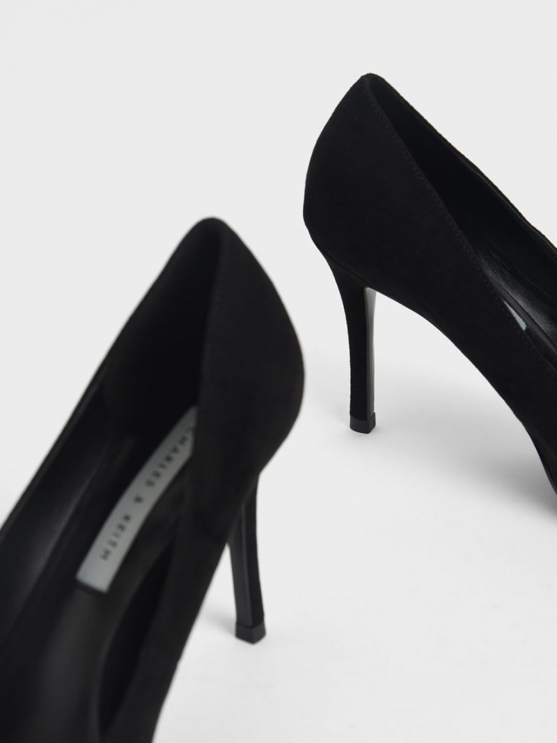 Charles And Keith Gem-Embellished Textured Stiletto Pumps Black | PHILIPPINES N470