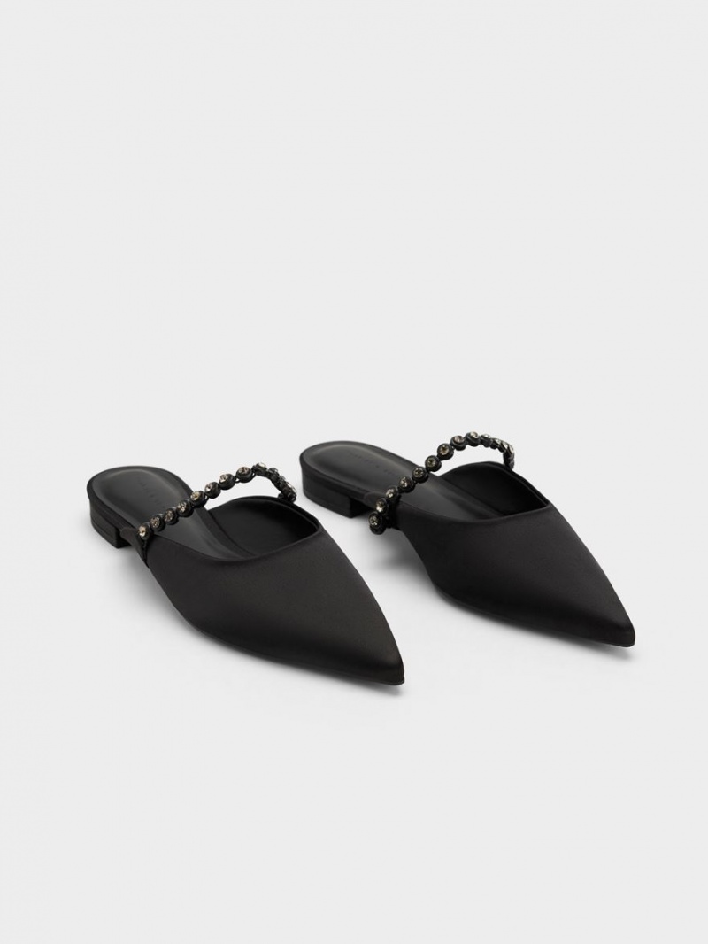 Charles And Keith Gem-Strap Flat Mules Black | PHILIPPINES D728