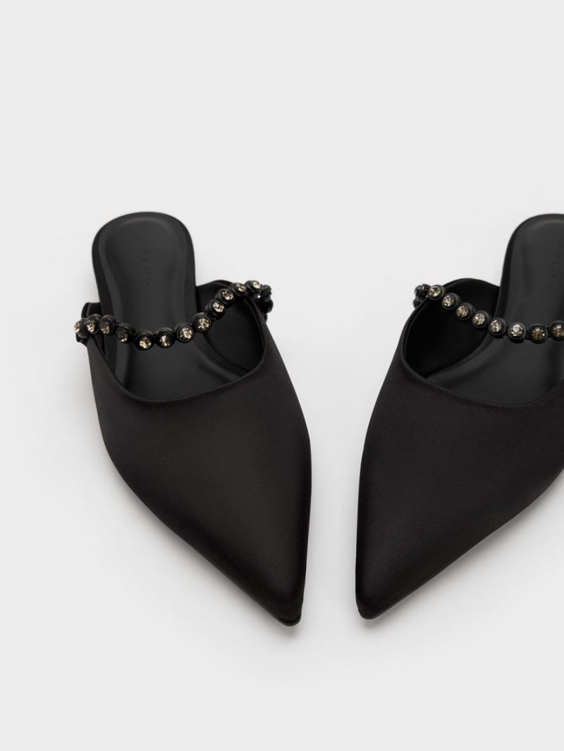 Charles And Keith Gem-Strap Flat Mules Black | PHILIPPINES D728