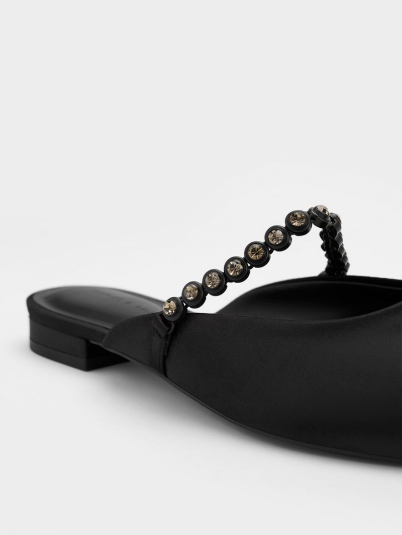 Charles And Keith Gem-Strap Flat Mules Black | PHILIPPINES D728