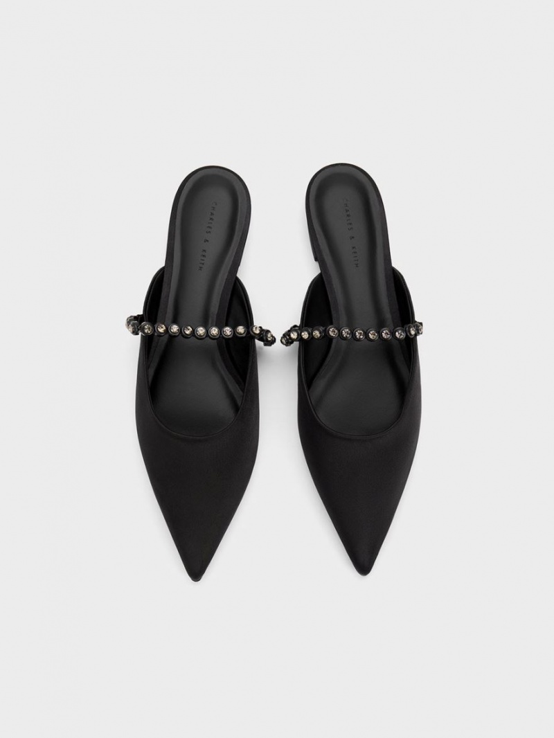 Charles And Keith Gem-Strap Flat Mules Black | PHILIPPINES D728