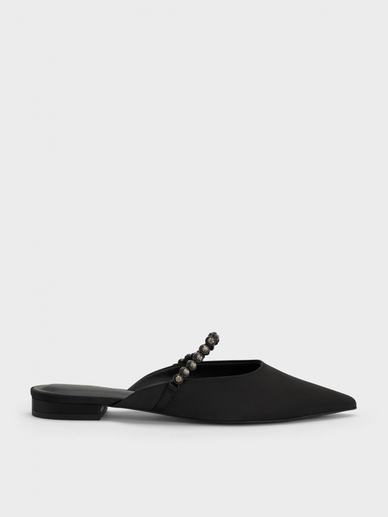 Charles And Keith Gem-Strap Flat Mules Black | PHILIPPINES D728