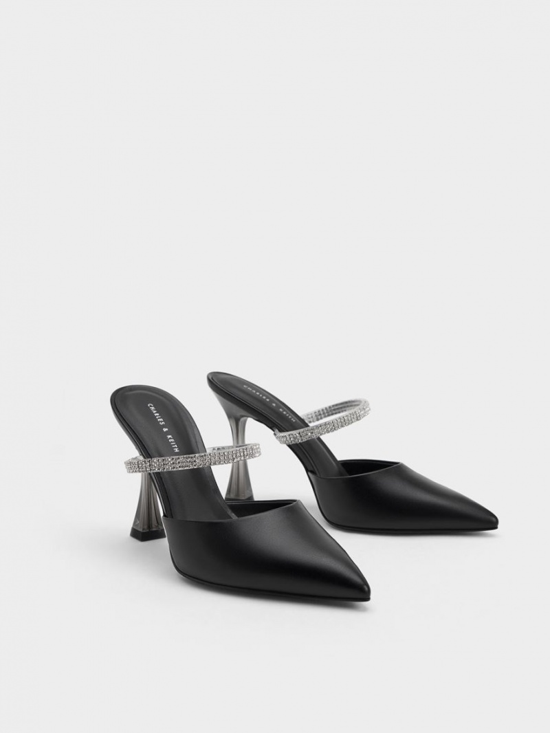 Charles And Keith Gem Strap Mules Black | PHILIPPINES L238