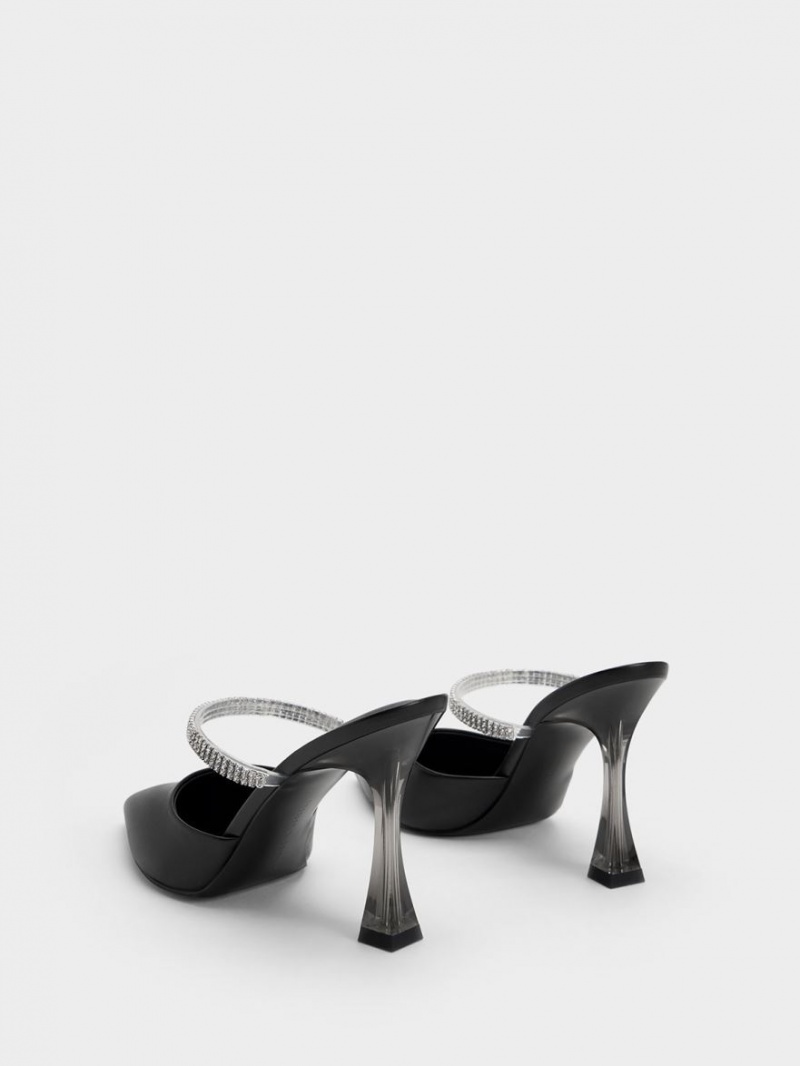 Charles And Keith Gem Strap Mules Black | PHILIPPINES L238