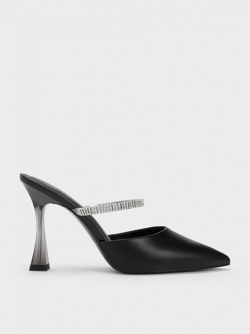 Charles And Keith Gem Strap Mules Black | PHILIPPINES L238