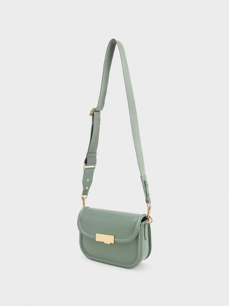 Charles And Keith Genevieve Metallic Accent Crossbody Bags Green | PHILIPPINES J257