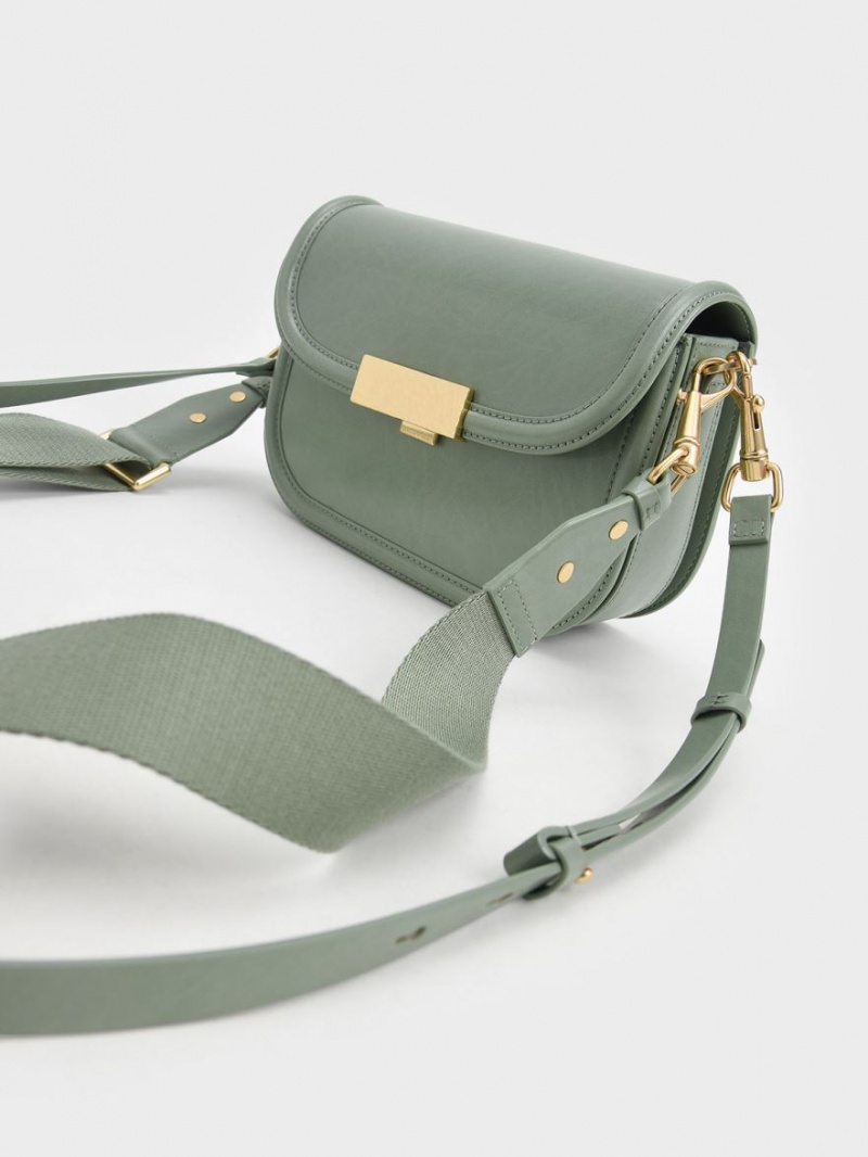 Charles And Keith Genevieve Metallic Accent Crossbody Bags Green | PHILIPPINES J257