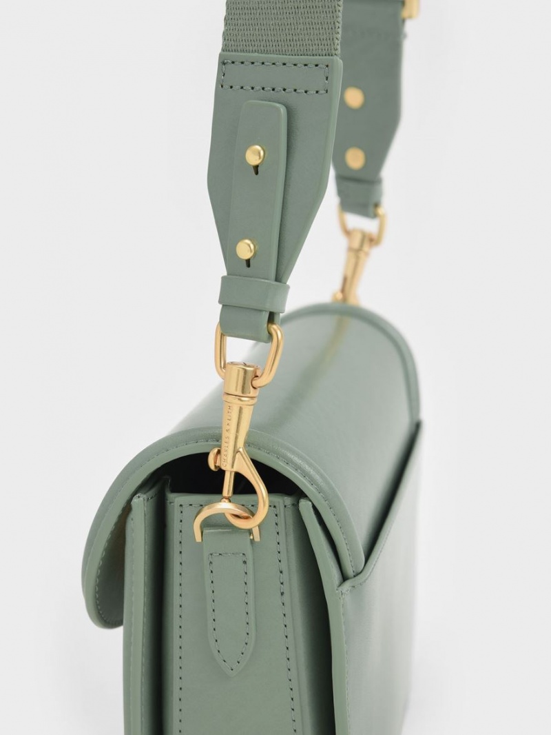 Charles And Keith Genevieve Metallic Accent Crossbody Bags Green | PHILIPPINES J257