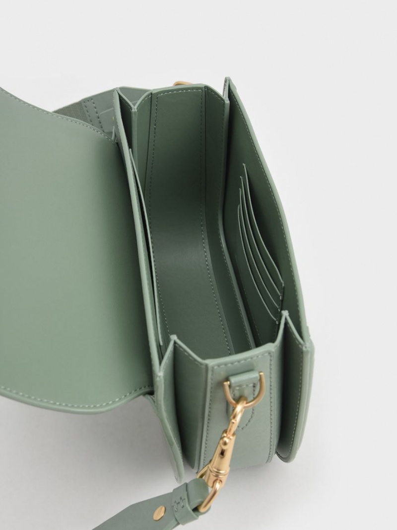 Charles And Keith Genevieve Metallic Accent Crossbody Bags Green | PHILIPPINES J257