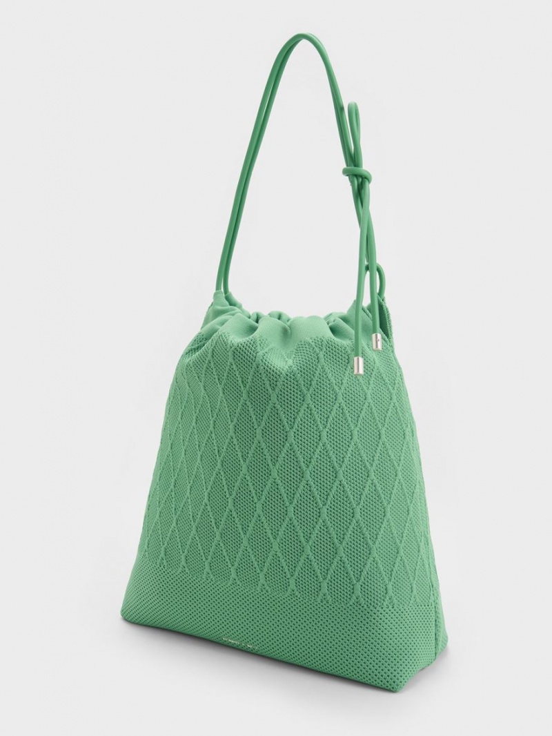 Charles And Keith Genoa Bow-Tie Knitted Tote Bags Green | PHILIPPINES I149