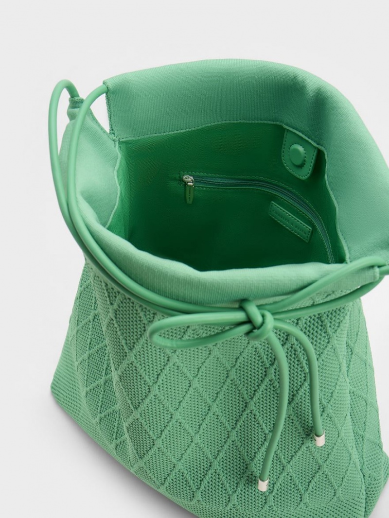 Charles And Keith Genoa Bow-Tie Knitted Tote Bags Green | PHILIPPINES I149