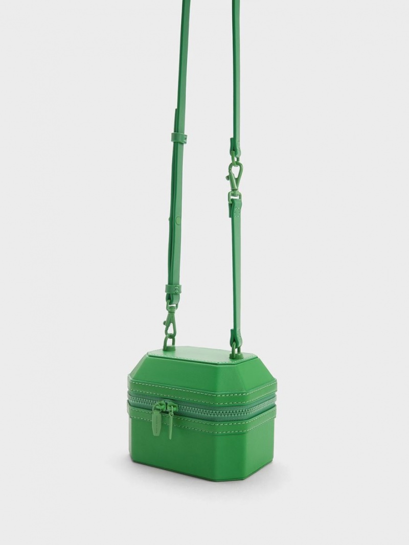 Charles And Keith Geometric Boxy Top Handbag Green | PHILIPPINES X924