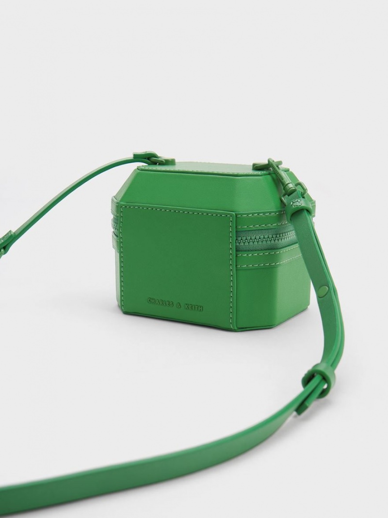 Charles And Keith Geometric Boxy Top Handbag Green | PHILIPPINES X924