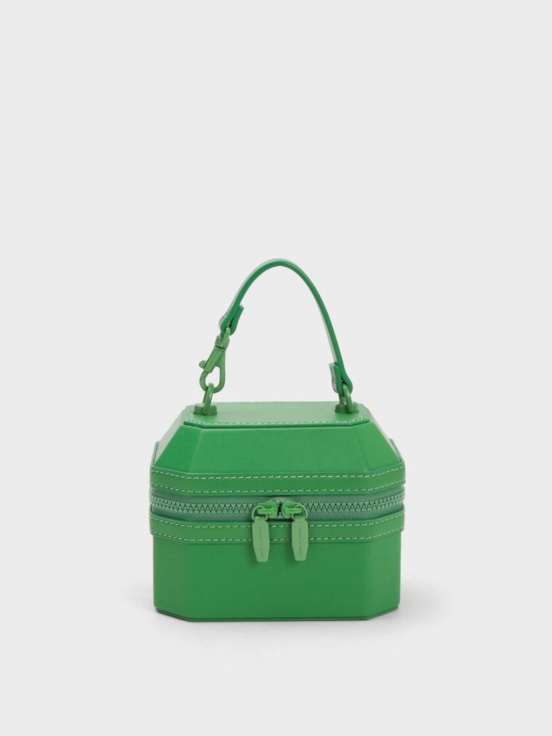 Charles And Keith Geometric Boxy Top Handbag Green | PHILIPPINES X924