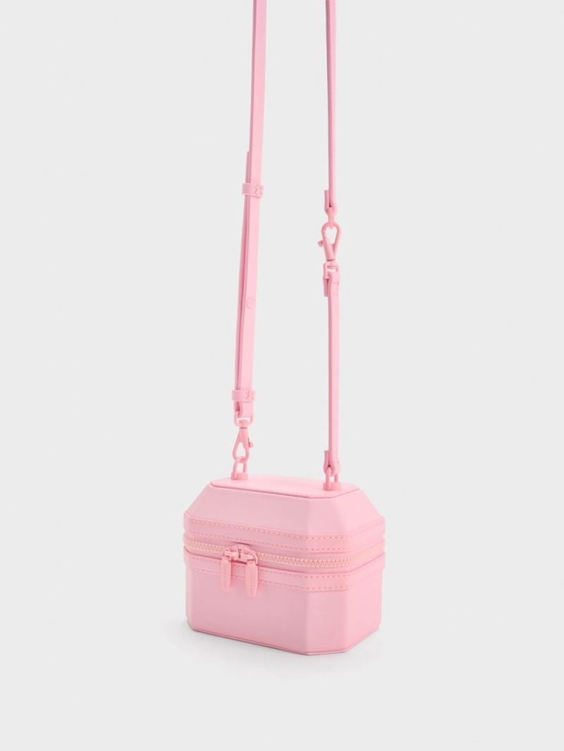 Charles And Keith Geometric Boxy Top Handbag Light Pink | PHILIPPINES H037