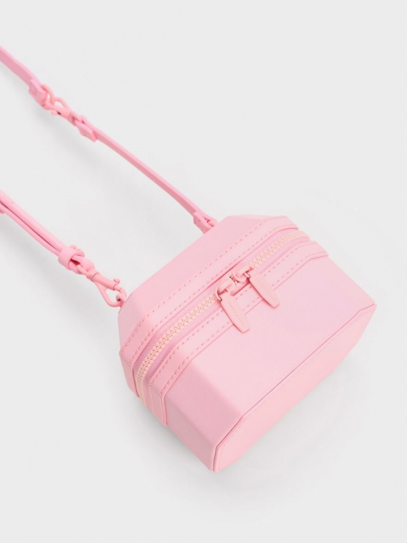 Charles And Keith Geometric Boxy Top Handbag Light Pink | PHILIPPINES H037