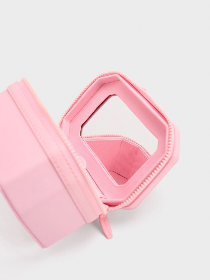 Charles And Keith Geometric Boxy Top Handbag Light Pink | PHILIPPINES H037