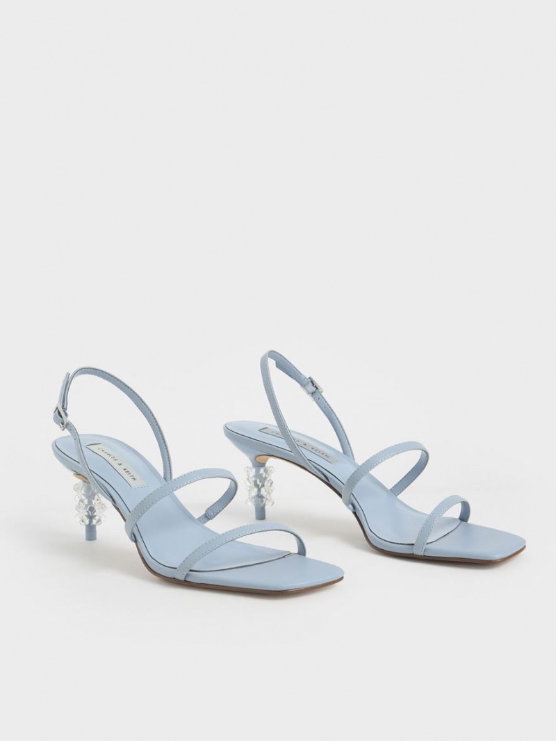 Charles And Keith Geometric Heel Strap Sandals Light Blue | PHILIPPINES H285