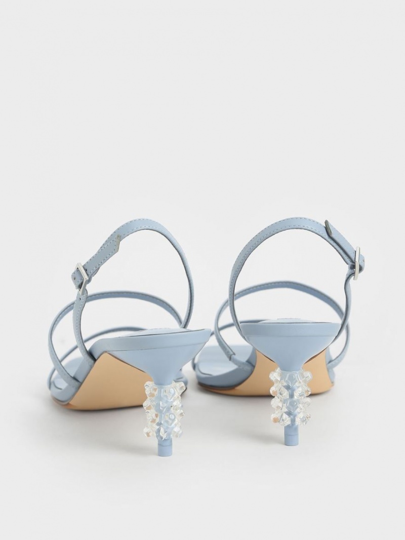 Charles And Keith Geometric Heel Strap Sandals Light Blue | PHILIPPINES H285