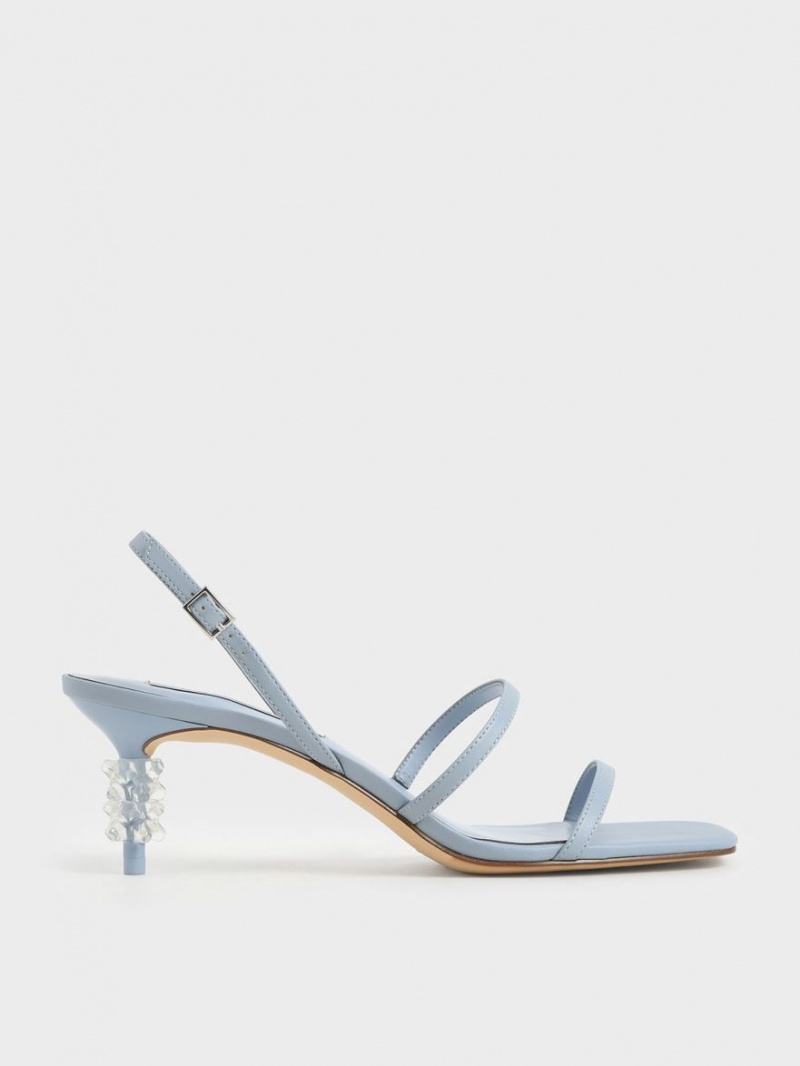 Charles And Keith Geometric Heel Strap Sandals Light Blue | PHILIPPINES H285