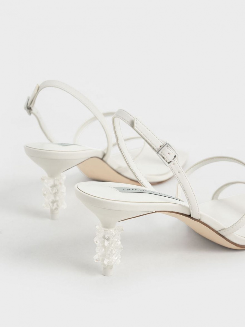 Charles And Keith Geometric Heel Strap Sandals White | PHILIPPINES H468