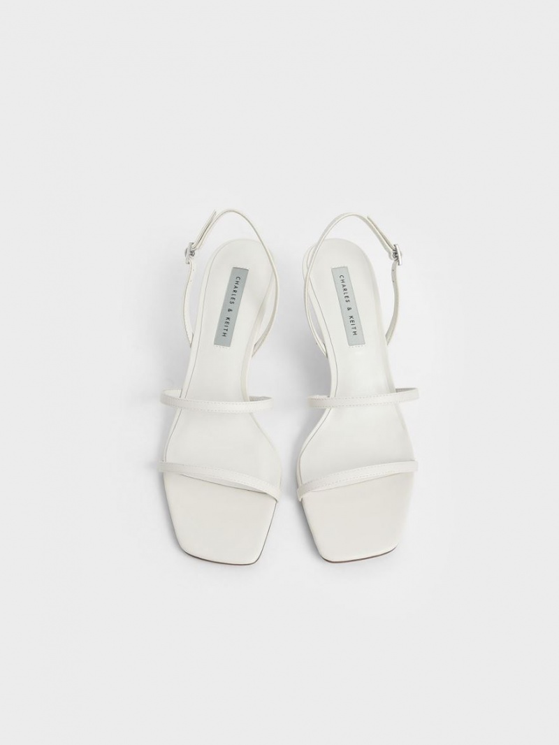 Charles And Keith Geometric Heel Strap Sandals White | PHILIPPINES H468