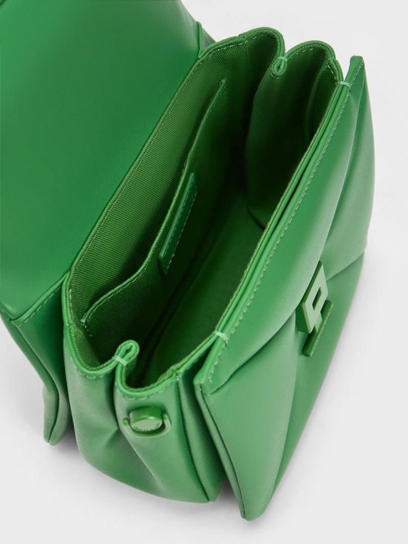 Charles And Keith Geometric Push-Lock Top Handbag Green | PHILIPPINES F921