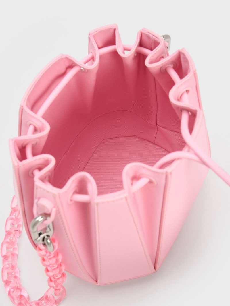 Charles And Keith Geometric Structured Bucket Bags Light Pink | PHILIPPINES F805