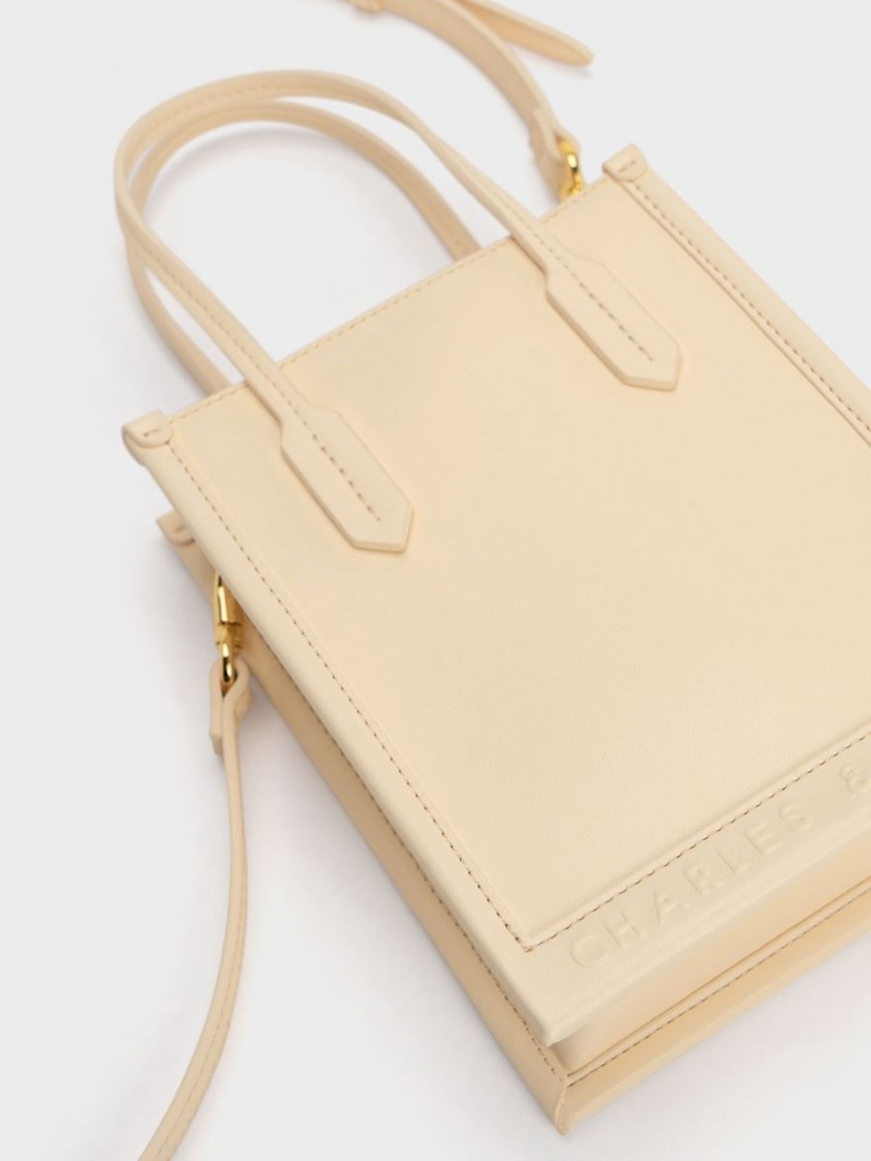 Charles And Keith Geometric Tote Bags Beige | PHILIPPINES I840