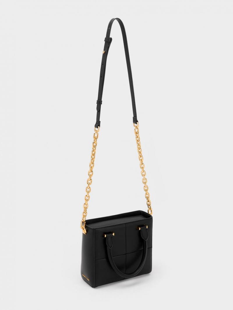 Charles And Keith Georgette Square Tote Bags Black | PHILIPPINES G903