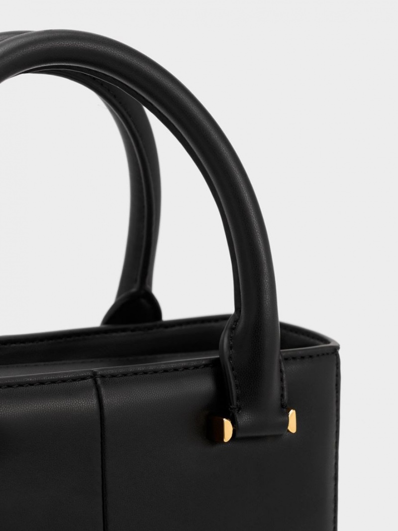 Charles And Keith Georgette Square Tote Bags Black | PHILIPPINES G903