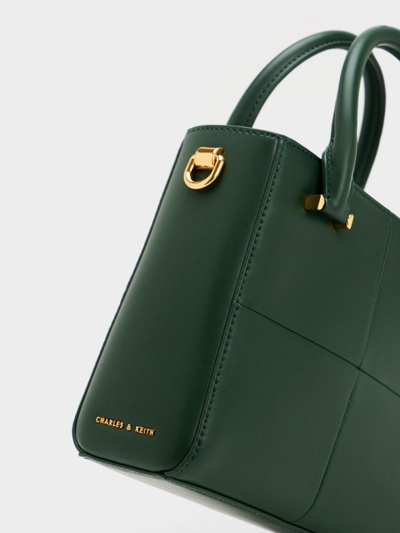 Charles And Keith Georgette Square Tote Bags Dark Green | PHILIPPINES Q652