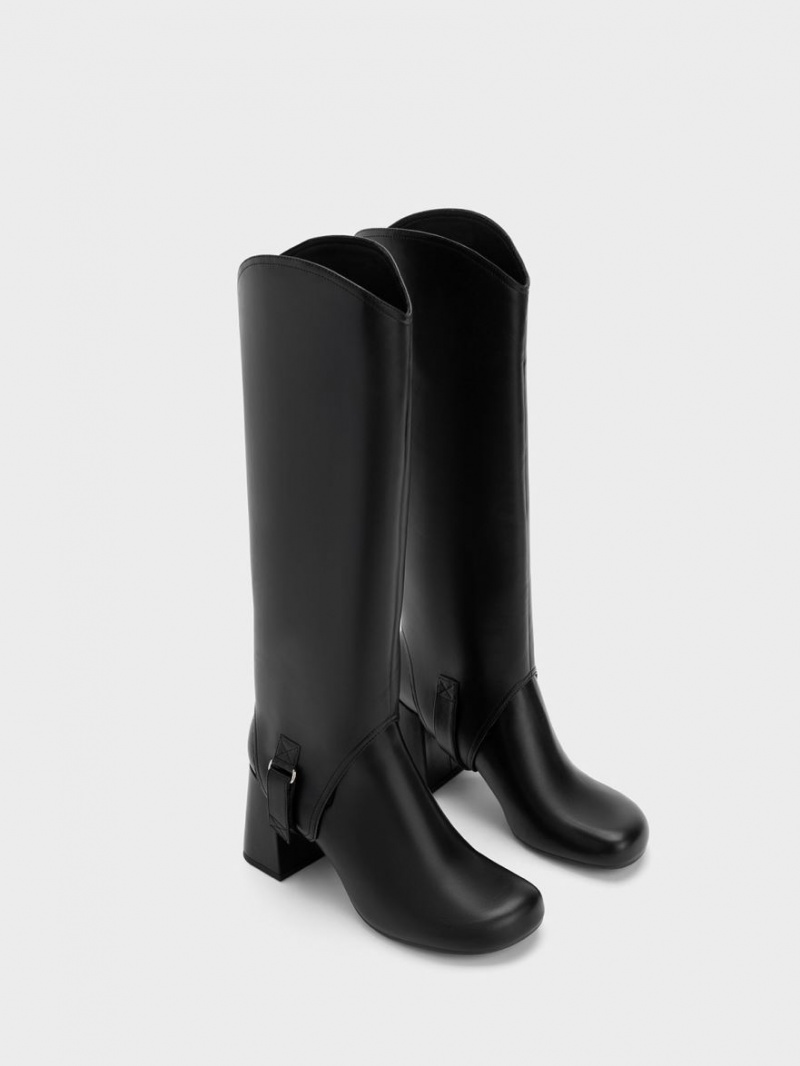 Charles And Keith Gigi Block Heel Knee-high Boots Black | PHILIPPINES B347