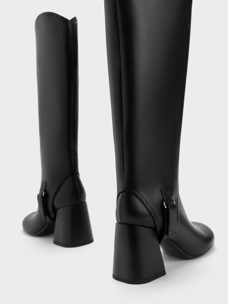 Charles And Keith Gigi Block Heel Knee-high Boots Black | PHILIPPINES B347