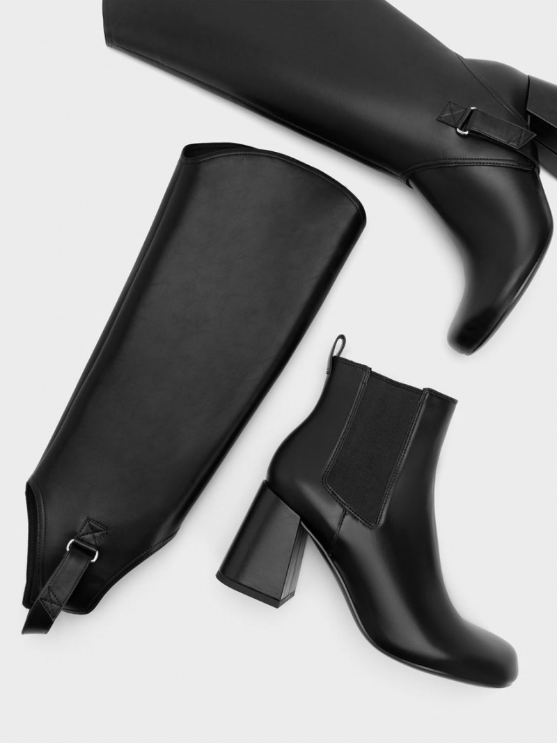 Charles And Keith Gigi Block Heel Knee-high Boots Black | PHILIPPINES B347