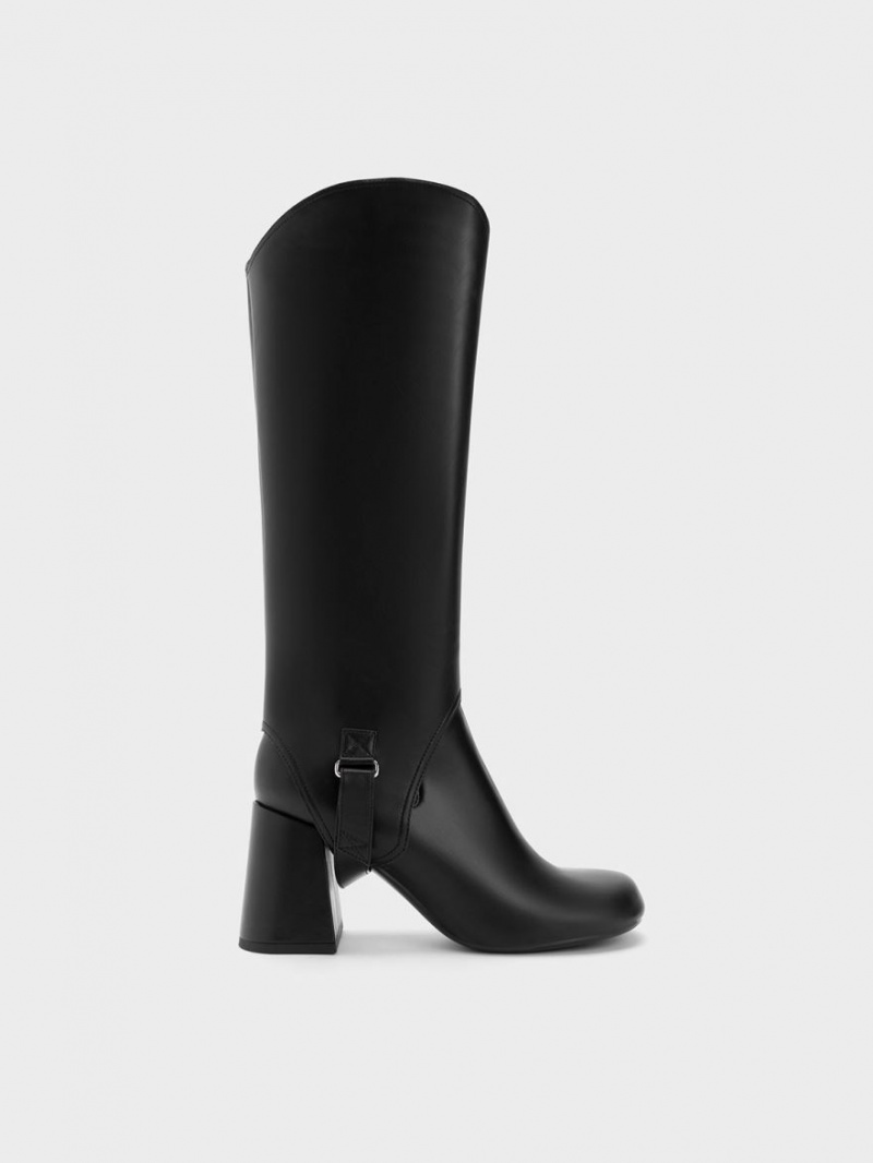 Charles And Keith Gigi Block Heel Knee-high Boots Black | PHILIPPINES B347